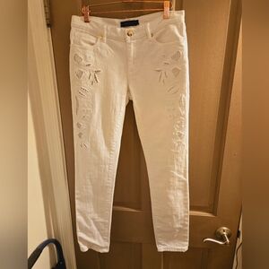 Juicy Couture size 28 white embroidered cutout jeans